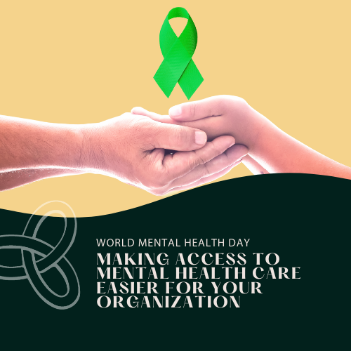 Two hands holding a green ribbon for World Mental Health Day